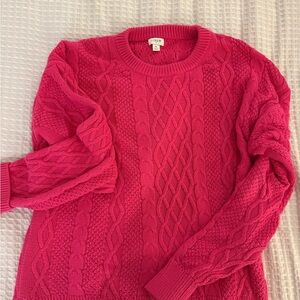 J. Crew Fuchsia Cable Knit Sweater